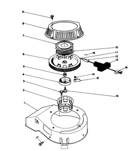 Recoil Assembly (Model No. 47pm1-1) Diagram and Parts List for 16212B 2000001 - 2999999 Toro Lawn Mower