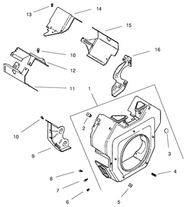 Blower Housing And Baffles Diagram and Parts List for 74209 (0000001-0000999)(2000) Toro Lawn Mower