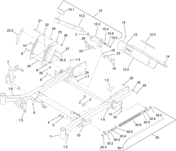 Front Frame Assembly Diagram and Parts List for 74264TE (314000001-314999999)(2014) Toro Lawn Mower