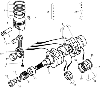 Piston And Crankshaft Assembly Diagram and Parts List for 74264TE (310000001-310999999)(2010) Toro Lawn Mower