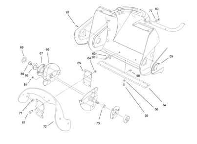 Auger Assembly Diagram and Parts List for 38170 8900001 - 8999999 Toro Snow Blower
