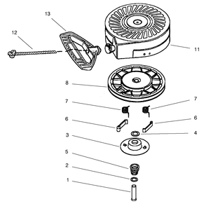 Recoil Starter No. 590707 Diagram and Parts List for 38063 7900001 - 7999999 Toro Snow Blower