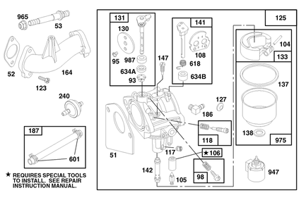 Engine Briggs & Stratton Model 28n777-0174-01 Diagram and Parts List for 71219 7900001 - 7999999 Toro Lawn Tractor