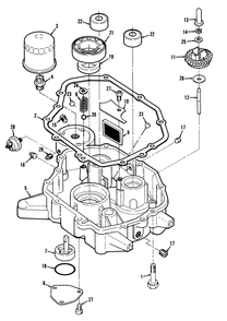12hp Engine Oil Base & Pump Assembly Diagram and Parts List for R2-12O501 1000001 - 1999999 Toro Lawn Tractor