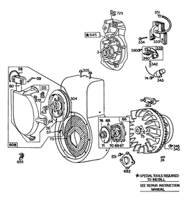 Engine Briggs & Stratton Model No. 252416 Type No. 0190-01 Diagram and Parts List for 38095 0000001 - 0999999 Toro Snow Blower