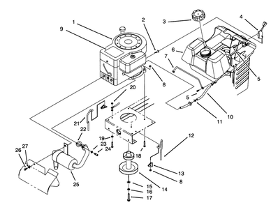 Engine Assembly Diagram and Parts List for 71191 4900001 - 4999999 Toro Lawn Tractor