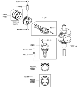 Piston And Crankshaft Assembly Diagram and Parts List for 22972 402461470 - 404709999 Toro Lawn Tractor Accessories