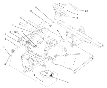 Upper Steering Assembly Diagram and Parts List for 12003 220000001 - 220999999 Toro Lawn Tractor