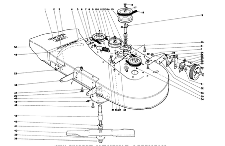 32" Cutter Housing Assembly Diagram and Parts List for 56173 2000001 - 2999999 Toro Lawn Tractor Accessories