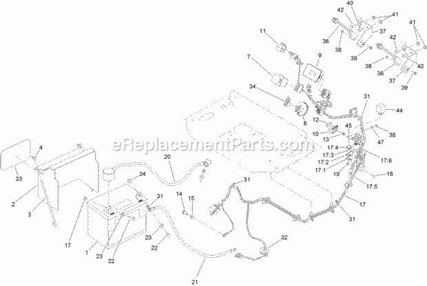 Electrical Assembly Diagram and Parts List for 74574 315000001-315999999 Toro Lawn Mower