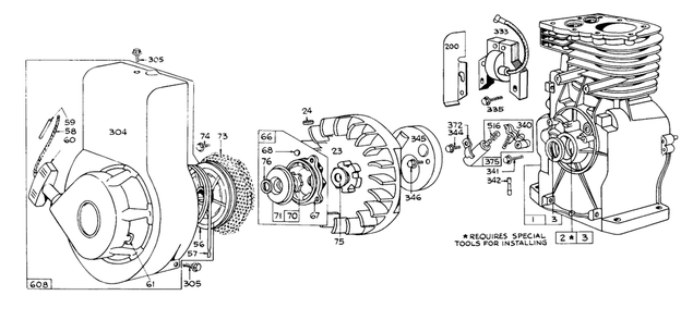Rewind Starter Assembly Diagram and Parts List for 58110 2000001 - 2999999 Toro Tiller