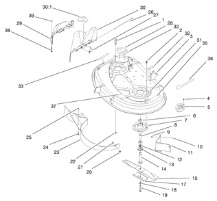Deck Assembly (38" Cutting Unit) Diagram and Parts List for 71215 8900001 - 8999999 Toro Lawn Tractor
