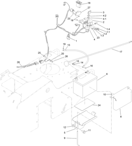 Battery And Electrical Assembly Diagram and Parts List for 23208G 400000000 - 401999999 Toro Stump Grinder