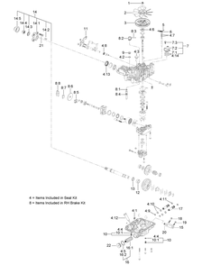 Lh Transaxle Assembly Diagram and Parts List for 74523 403294044-404313999 Toro Lawn Mower