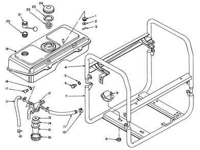 Fuel Tank & Frame Assembly Diagram and Parts List for 62018 8000001 - 8999999 Toro Generator