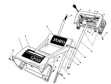 Handle Assembly Diagram and Parts List for 38005 3900001 - 3999999 Toro Snow Blower