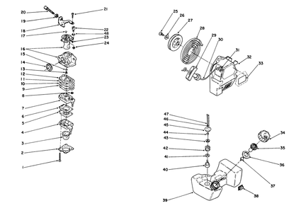 Engine Assembly (Continued) Diagram and Parts List for 51652 1000001 - 1999999 Toro Trimmer