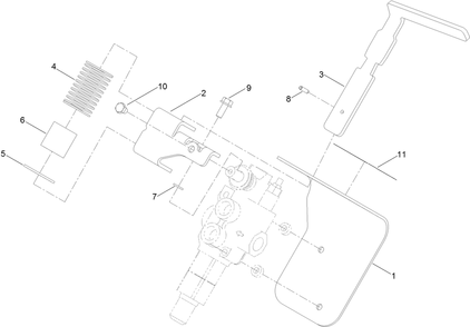 Auxiliary Valve Assembly Diagram and Parts List for 22218 407600000 - 411799999 Toro Lawn Tractor Accessories