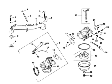Carburetor-Engine Kohler Model No. M18qs-24657 (Continued) Diagram and Parts List for 30718 1000001 - 1999999 Toro Lawn Tractor