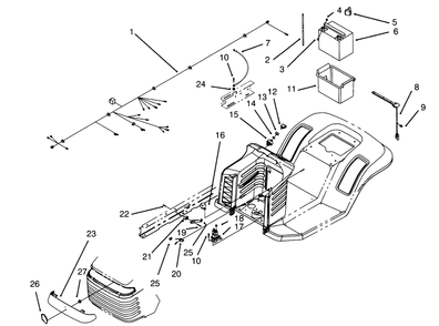 Electrical Assembly Diagram and Parts List for 71182 5910001 - 5999999 Toro Lawn Tractor