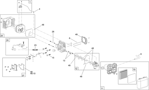 Carburetor, Muffler, Air Cleaner  And Valve Cover Assembly Diagram and Parts List for 20838 401700000 - 409999999 Toro Lawn Mower