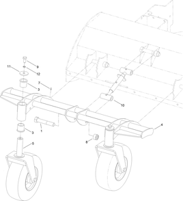 Caster Wheel And Carrier Assembly  36 Inch Flail Attachment Diagram and Parts List for 2720 410300000 - 999999999 Toro Lawn Tractor Accessories