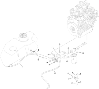 Fuel Line Assembly Diagram and Parts List for 72264TE 406427909-406429999 Toro Lawn Mower