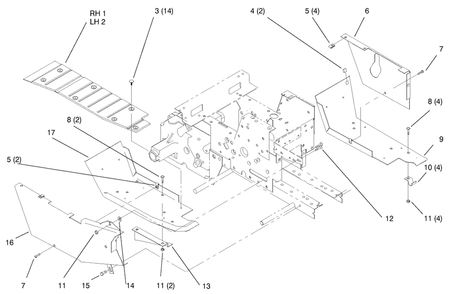 Footrests Diagram and Parts List for 73403 6900001 - 6999999 Toro Lawn Tractor