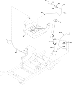 Fuel Tank And Vent Hose System Assembly Diagram and Parts List for 78450 403062674-404314999 Toro Lawn Tractor