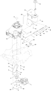 Engine And Fuel Tank Assembly Diagram and Parts List for 22207 410100000-999999999 Toro Lawn Mower