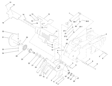 Trencher Head And Lift Assembly Diagram and Parts List for 22983 410480000 - 411799999 Toro Lawn Tractor Accessories
