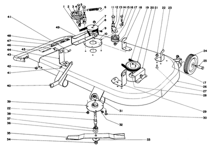 36" Mower Assembly Diagram and Parts List for 55256 1000001 - 1999999 Toro Lawn Tractor