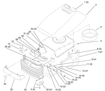Hood And Grill Diagram and Parts List for 72104 7900001 - 7999999 Toro Lawn Tractor