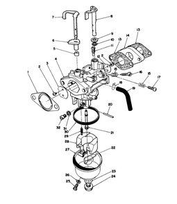 Carburetor Assembly (Engine Model No. Vmh7-4) Diagram and Parts List for 22622 0000001 - 0999999 Toro Lawn Mower