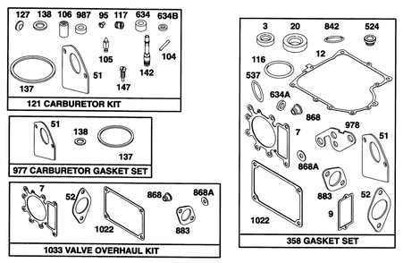 Engine Briggs & Stratton Model 28q777-0668-A1 Diagram and Parts List for 71218 6900001 - 6999999 Toro Lawn Tractor
