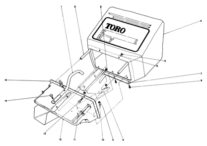 Grass Catcher Assembly Diagram and Parts List for 23450 0000001 - 0999999 Toro Lawn Mower