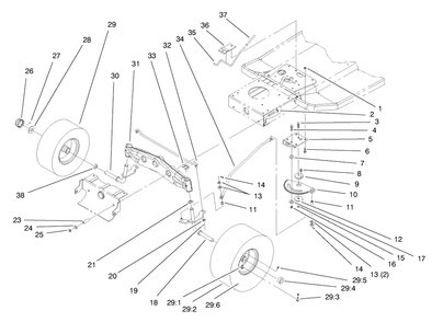Front Axle Assembly Diagram and Parts List for 71189 8900001 - 8999999 Toro Lawn Tractor