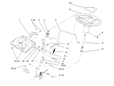 Steering Wheel And Tilt Diagram and Parts List for 72042 5900001 - 5900796 Toro Lawn Tractor
