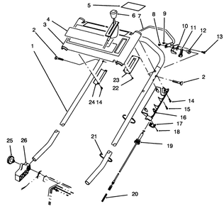 S. P. Handle Assembly Diagram and Parts List for 20922B 49000001 - 49999999 Toro Lawn Mower
