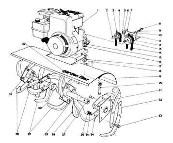 Tine And Engine Assembly (Model 58114) Diagram and Parts List for 58114 5000001 - 5999999 Toro Tiller