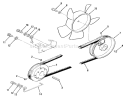 Drive Belt And Pulleys Diagram and Parts List for A1-164201 1982 Toro Lawn Tractor