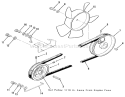 Drive Belt And Pulleys Diagram and Parts List for A1-18BE01 1984 Toro Lawn Tractor