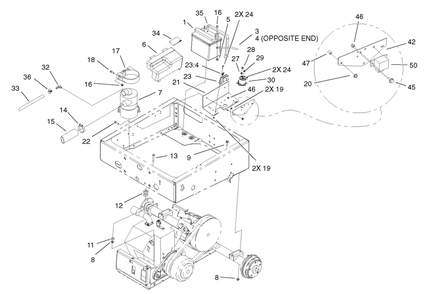 Drivetrain Mount Assembly Diagram and Parts List for 12004TC 220000001 - 220999999 Toro Lawn Tractor