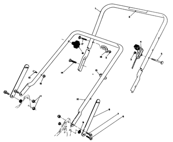 Handle Assembly Diagram and Parts List for 20217 1000001 - 1999999 Toro Lawn Mower
