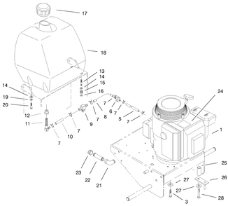Engine & Fuel Tank Diagram and Parts List for 30184 990001 - 999999 Toro Lawn Mower