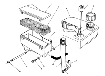 Air Cleaner & Fuel Tank Assembly (Model No. Vml0-2) Diagram and Parts List for 20211 1000001 - 1999999 Toro Lawn Mower