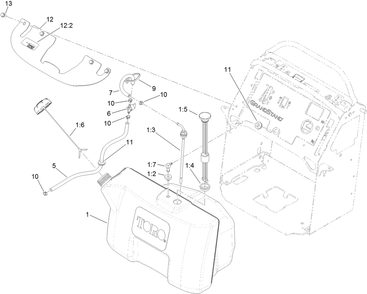 Fuel Tank Assembly Diagram and Parts List for 79548 (314000001-314999999)(2014) Toro Lawn Mower
