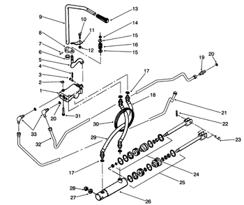 Hydraulic System Diagram and Parts List for 73520 4900001 - 4999999 Toro Lawn Tractor