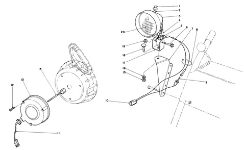 Light Kit No. 54-9821 (Optional) Diagram and Parts List for 38080 8000001 - 8999999 Toro Snow Blower