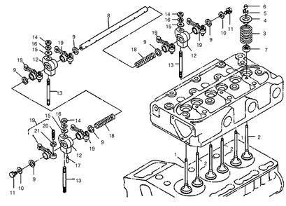 Valve And Rocker Arm Assembly Diagram and Parts List for 22302 990001 - 999999 Toro Lawn Tractor Accessories